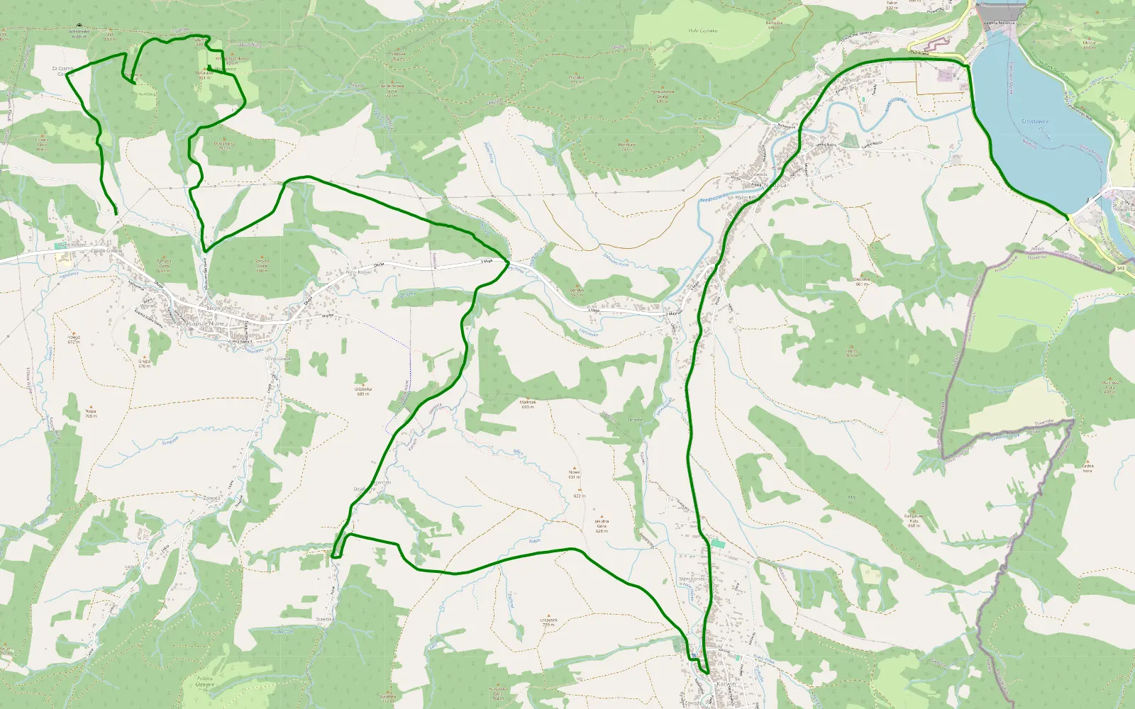 Map of Sromowce Wyżne - Łapsze Niżne - 7.3 km offroad trail, Nowy Targ County