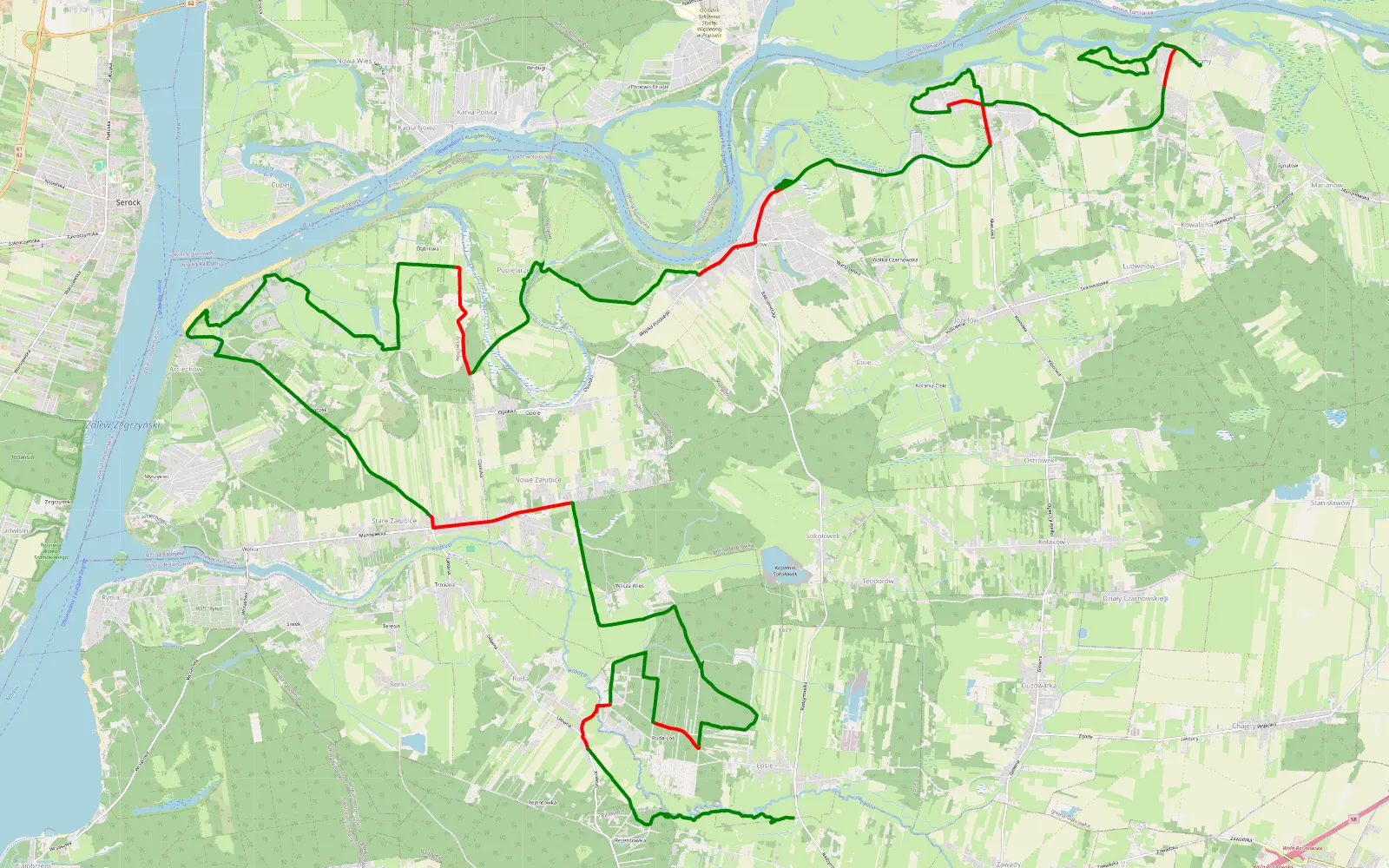 Mapa trasy Mokre Stare - Ślężany - 39.7 km trasy offroad, Powiat Wołomiński