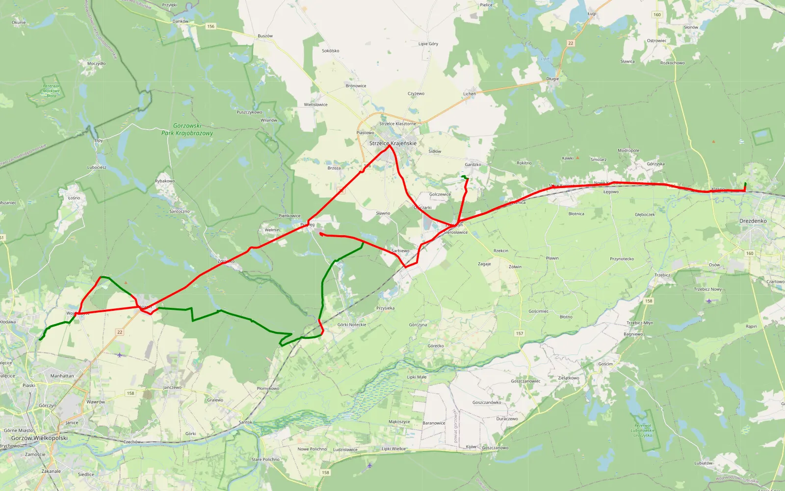 Map of Armagedon2 - 110.3 km offroad trail, Strzelce-Drezdenko County