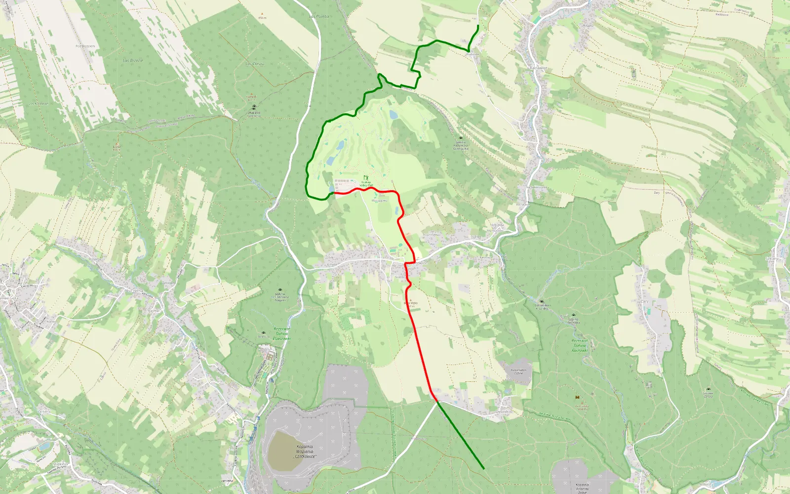 Mapa trasy Zbik - Racławice - 8.1 km trasy offroad, Powiat Krakowski
