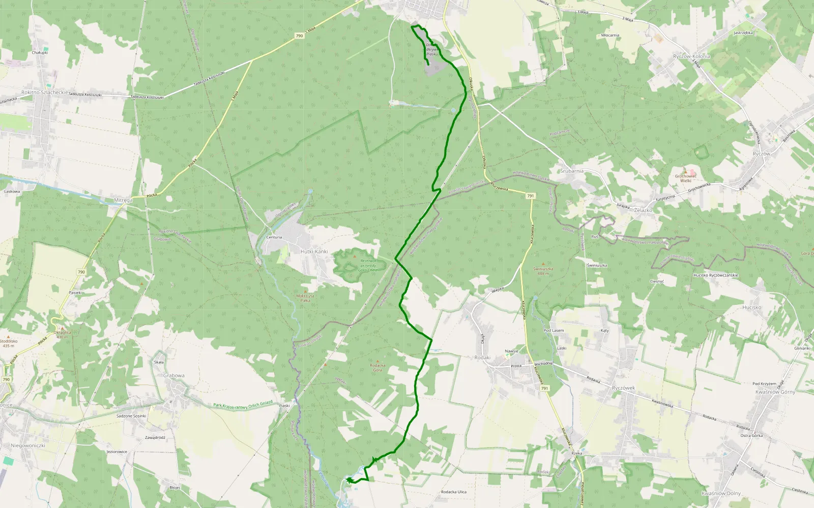 Mapa trasy Pstrąg - 10.1 km trasy offroad, Powiat Zawierciański