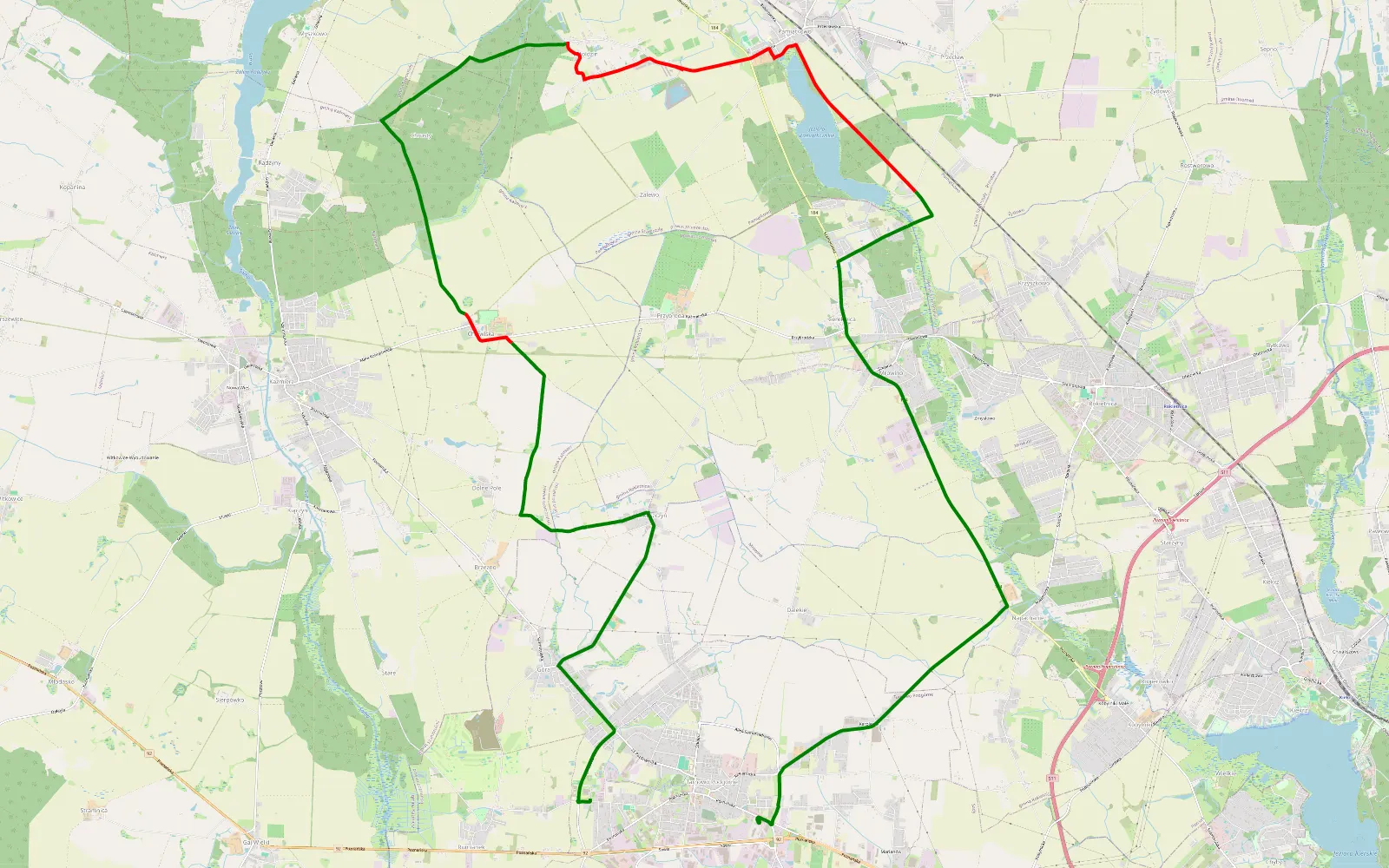 Mapa trasy Tarnowo Podgórne - 17 km trasy offroad, Powiat Szamotulski
