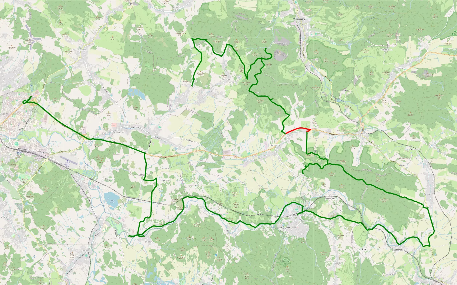 Map of Chałupy - Przełęcz Komarnicka - Strupice - 25.9 km offroad trail, Karkonosze County