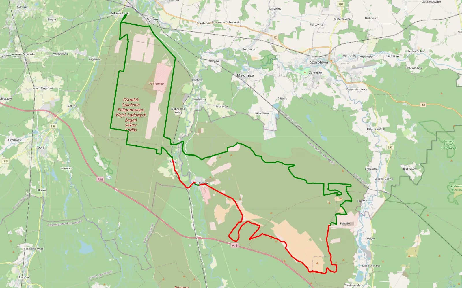 Map of Ss4 - 97.8 km offroad trail, Bolesławiec County