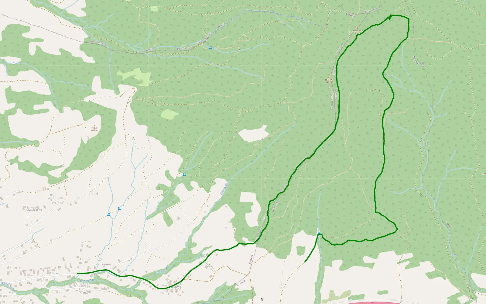 Map of Krzeczów - Łętownia Dolna - 5.3 km offroad trail, Myślenice County