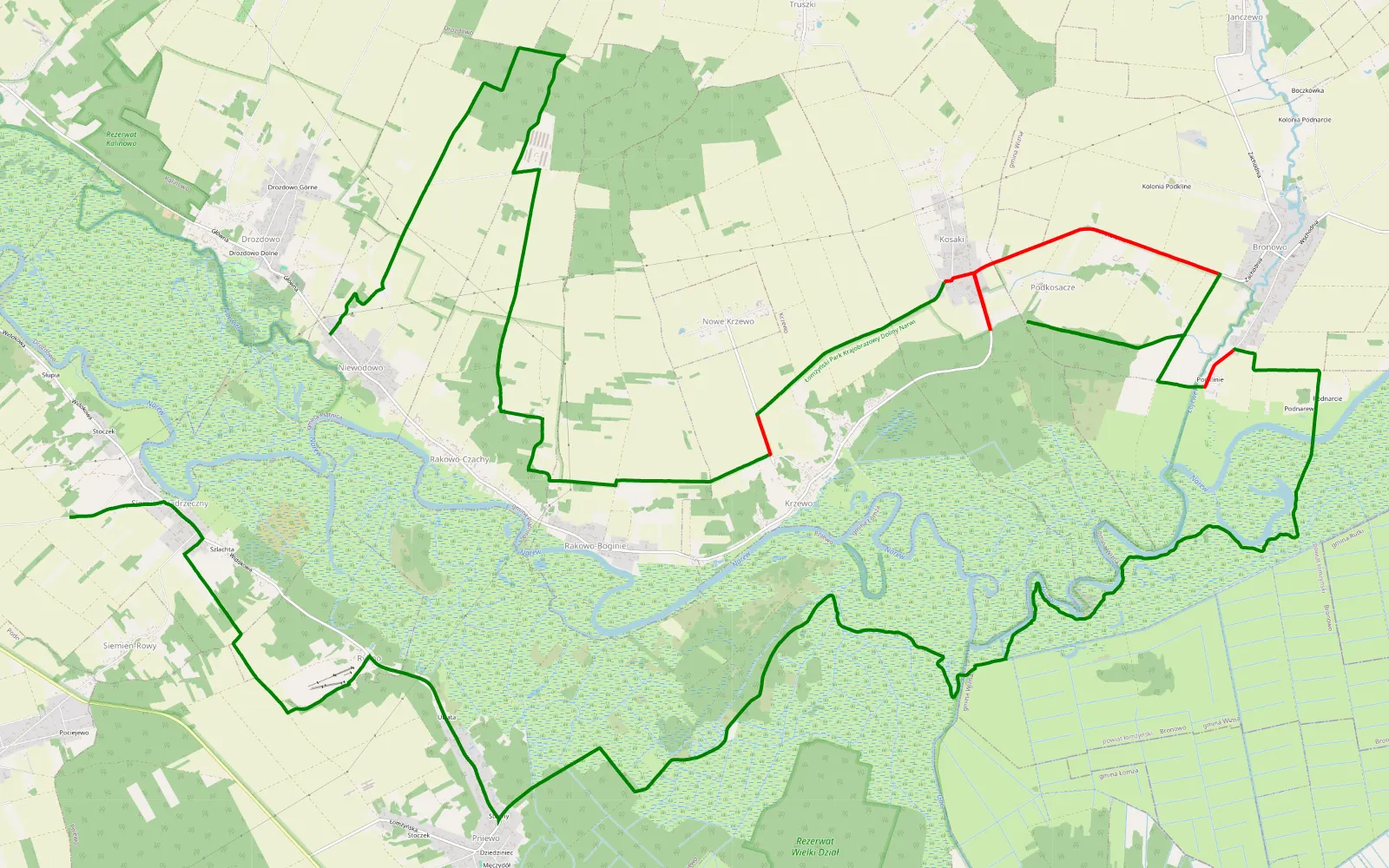 Map of Siemień Nadrzeczny - Niewodowo - 35.7 km offroad trail, Łomża County