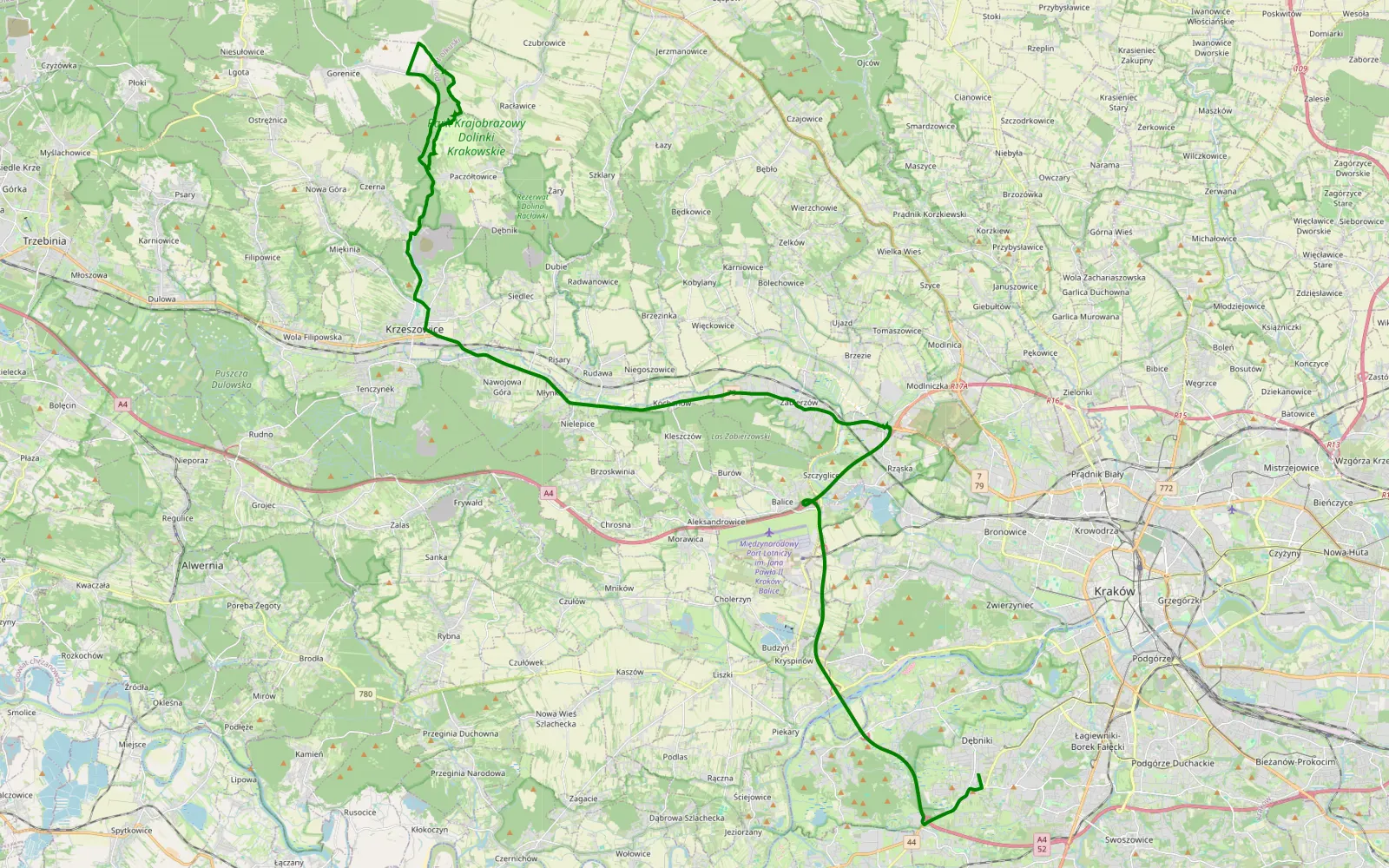 Mapa trasy Paczółtowice - Skotniki grubo - 6.4 km trasy offroad, Powiat Krakowski