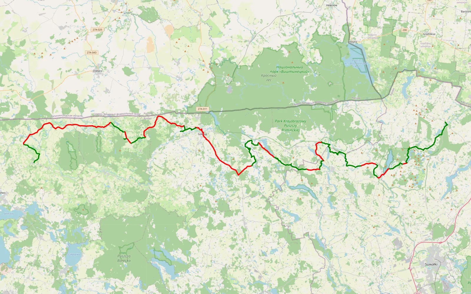 Map of Rutka Tartak - Więcki - 123 km offroad trail, Gołdap County