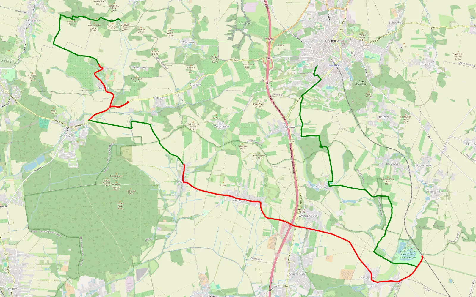 Mapa trasy Zaterdag 2026 - 28.3 km trasy offroad, Powiat Trzebnicki