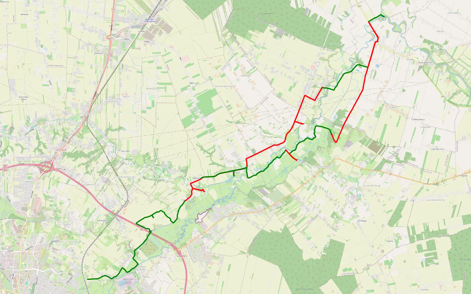 Map of Doliną Bystrzycy 2 - 26.8 km offroad trail, Lublin County