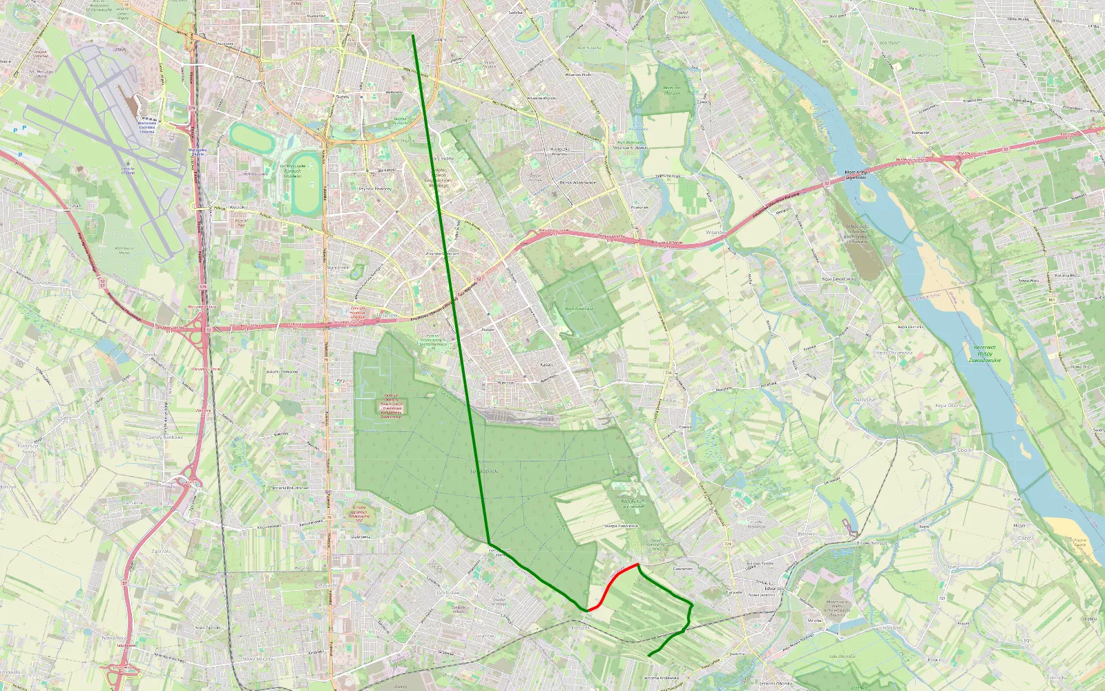 Mapa trasy Stegny - Gawroniec Janówek - 5.5 km trasy offroad, Powiat Piaseczyński