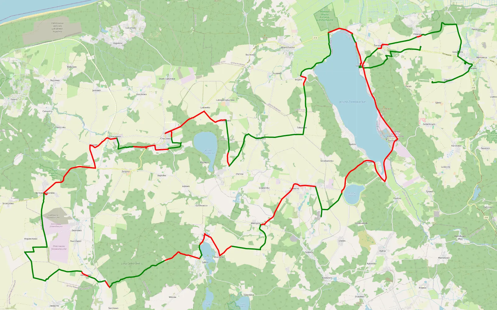 Map of Odargowo - 89.9 km offroad trail, Wejherowo County