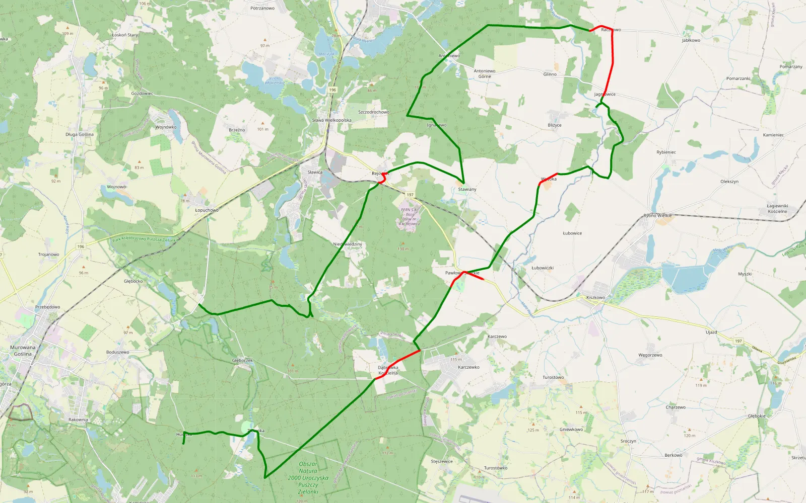 Map of Pajero - 44.8 km offroad trail, Wągrowiec County