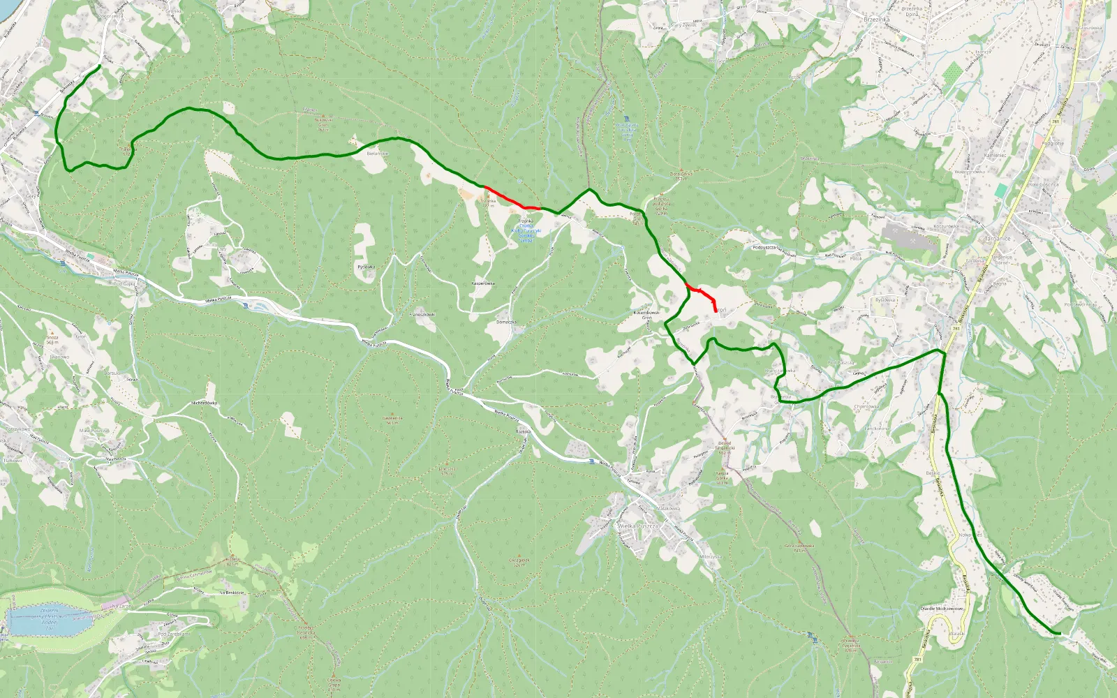 Mapa trasy Walaszków - Bukowiec - 8.1 km trasy offroad, Powiat Bielski