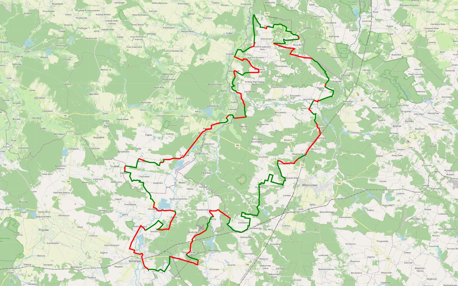 Map of New file 2 - 143.6 km offroad trail, Włoszczowa County