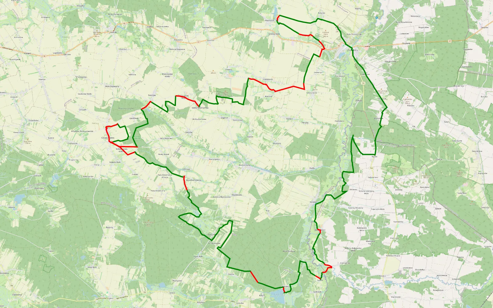 Mapa trasy New file 1 - 85.7 km trasy offroad, Powiat Radomszczański