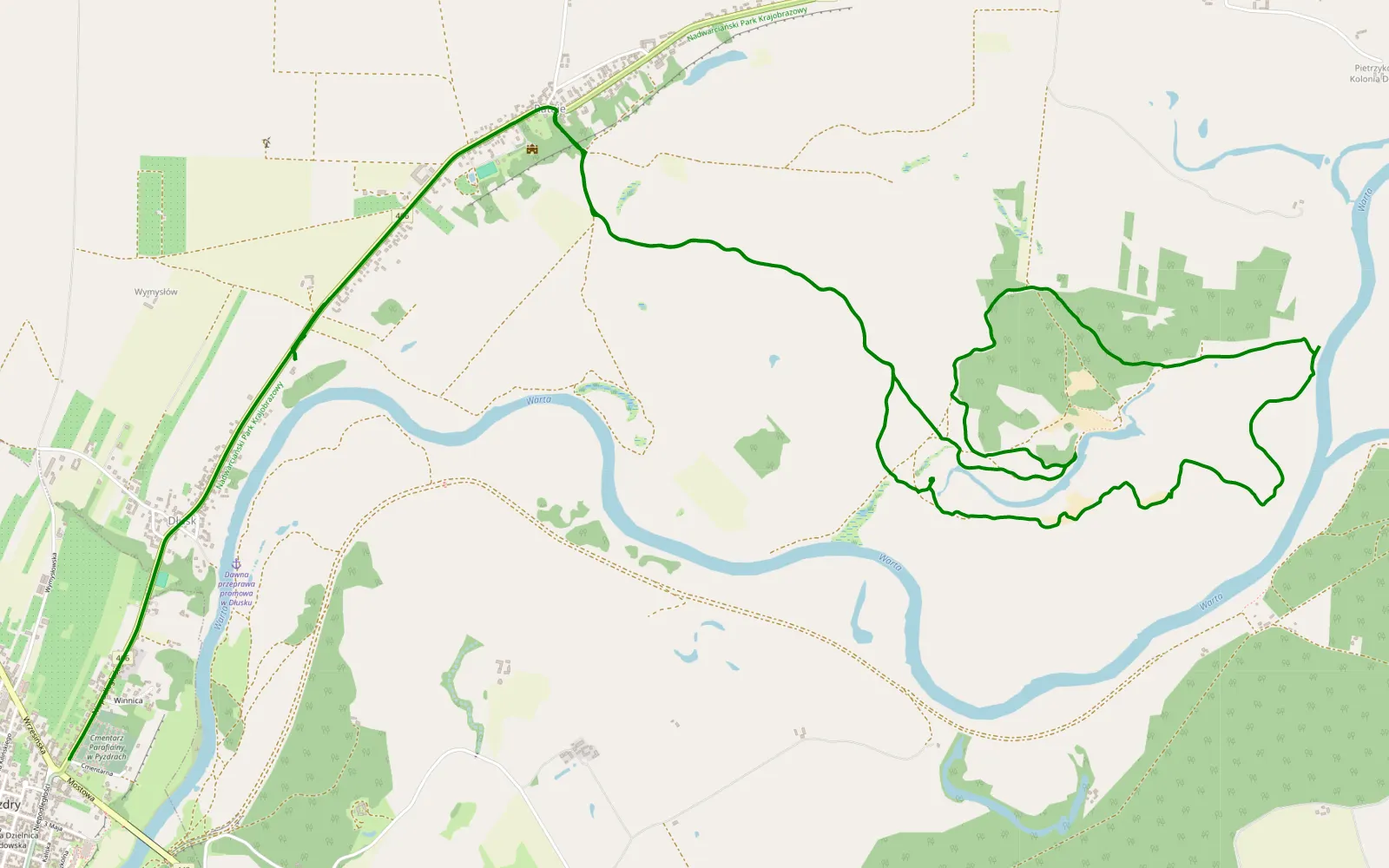 Map of Pyzdry - Rataje - 10.4 km offroad trail, Września County