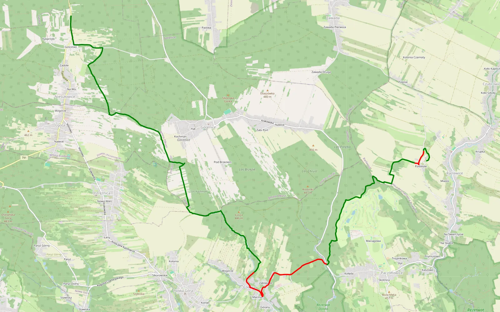 Mapa trasy Weekend - 15.7 km trasy offroad, Powiat Krakowski