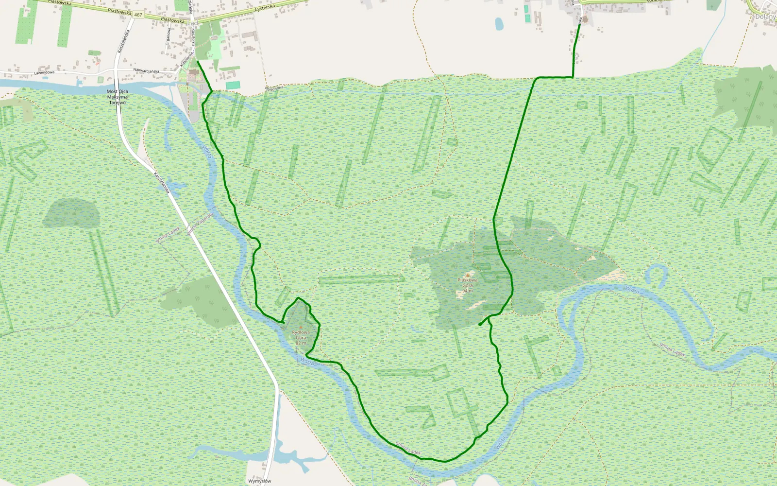 Mapa trasy Lądek - Ląd - 7.1 km trasy offroad, Powiat Słupecki