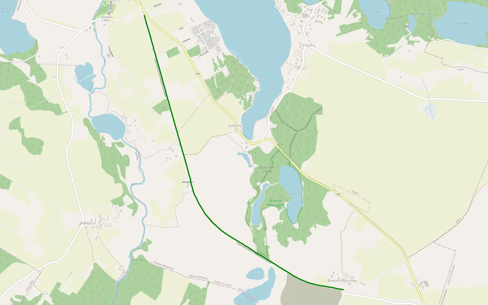 Mapa trasy Dąbrówno - Brzeźno Mazurskie - stary nasyp kolejowy - 4.5 km trasy offroad, Powiat Ostródzki