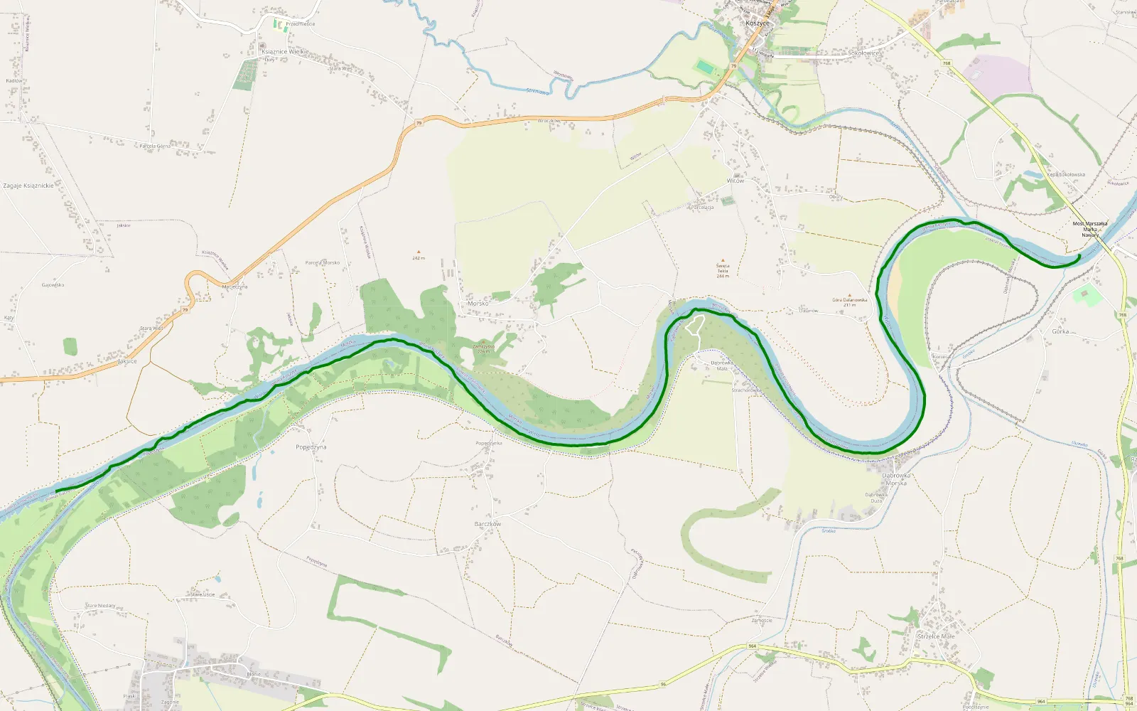 Map of Jaksice - Górka - 11 km offroad trail, Brzesko County