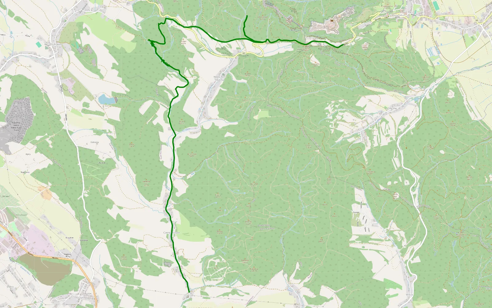 Mapa trasy Michałków - Czerwieczyce - 9.7 km trasy offroad, Powiat Kłodzki