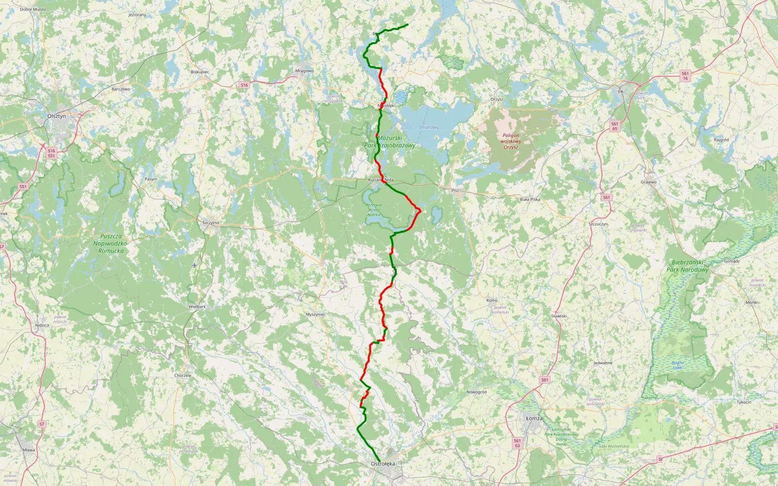 Mapa trasy Skop - Grabowo-Olszewo - 107.8 km trasy offroad, Powiat Ostrołęcki