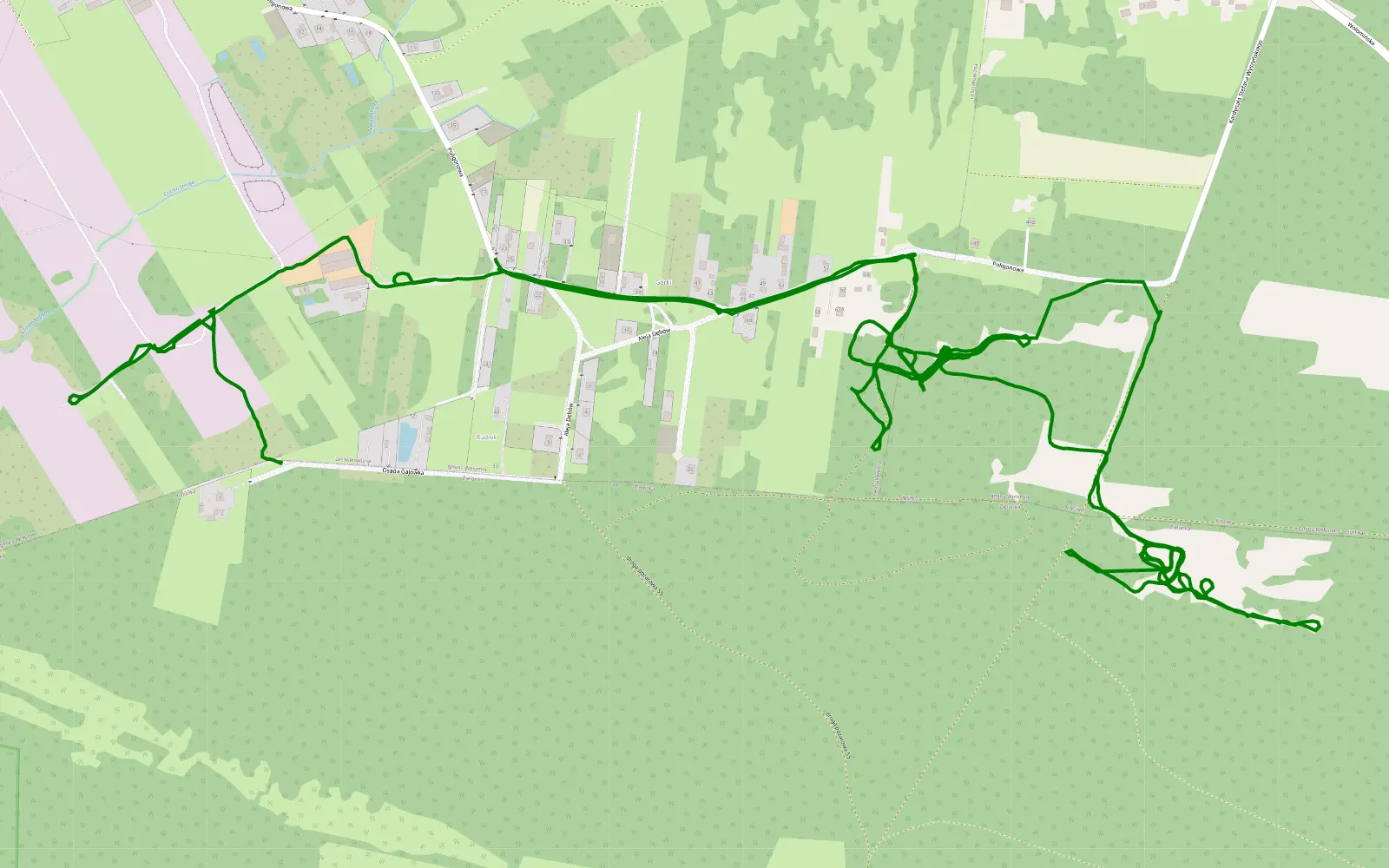Mapa trasy Lesniakowizna - 7.6 km trasy offroad, Powiat Wołomiński