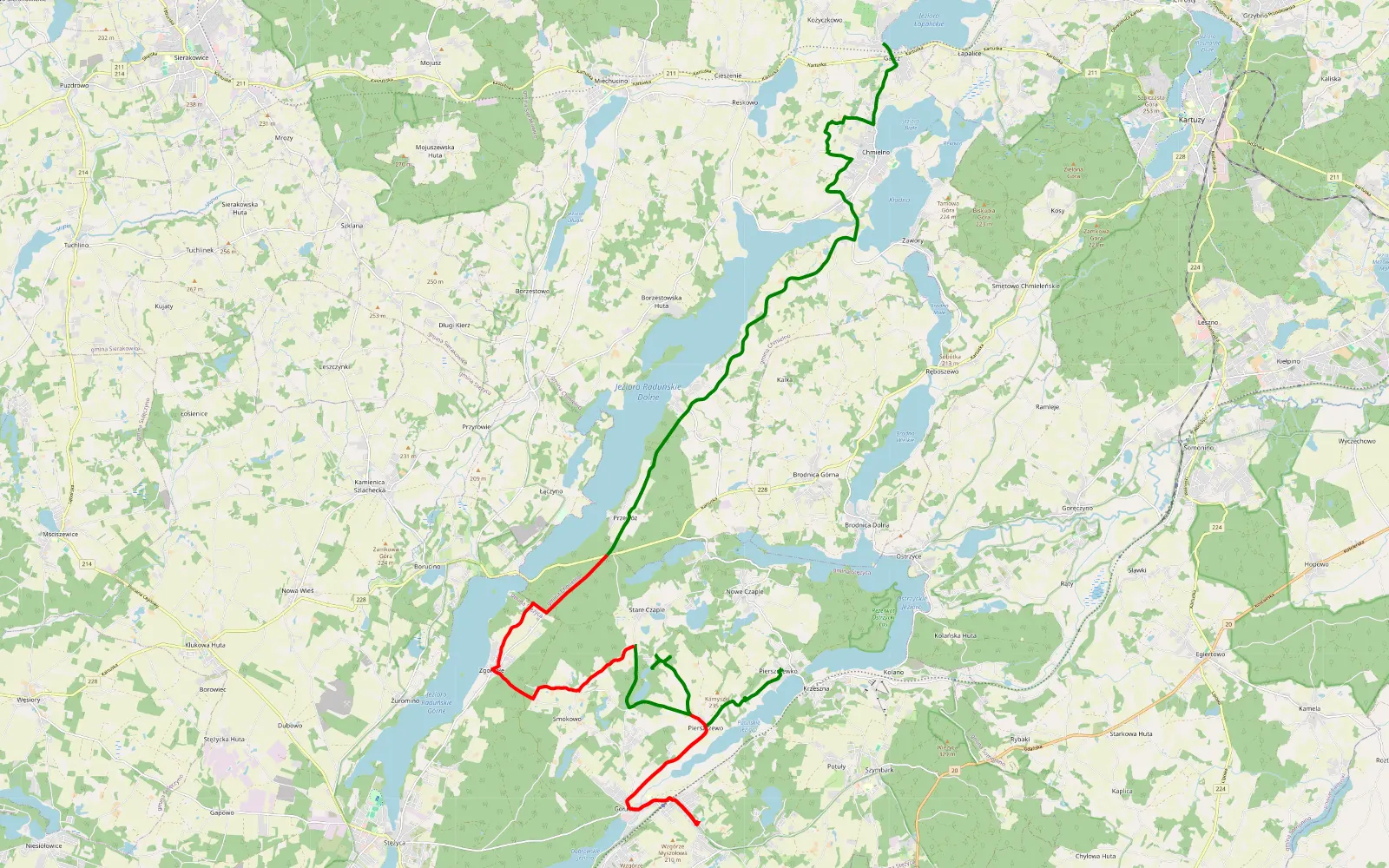 Mapa trasy Kaszuby - 27.2 km trasy offroad, Powiat Kartuski