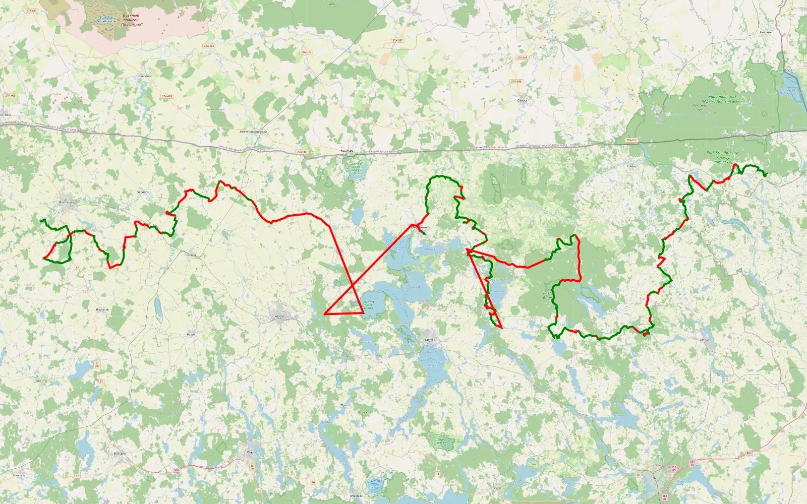 Mapa trasy Stańczyki - 354.4 km trasy offroad, Powiat Węgorzewski