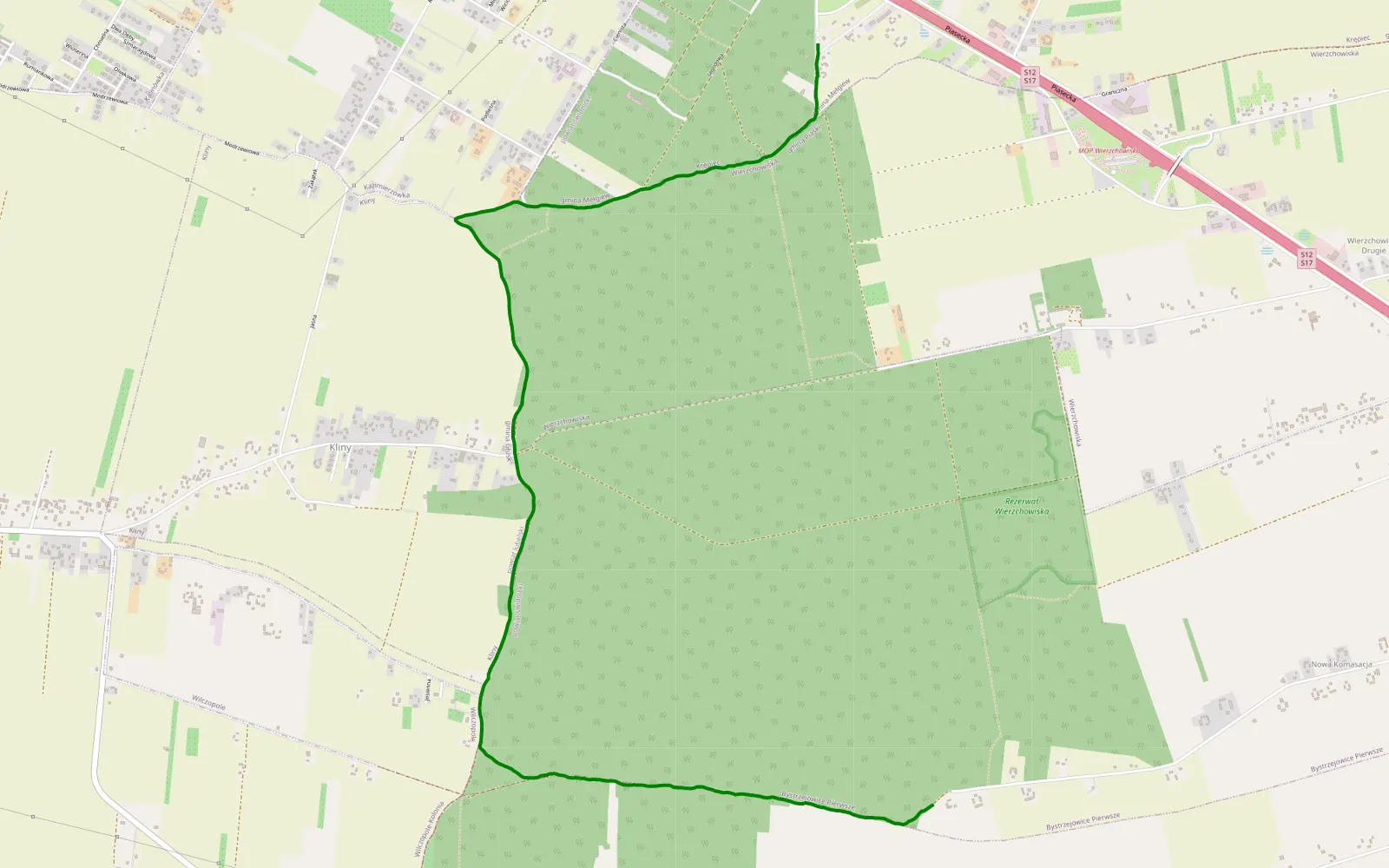 Mapa trasy Kazimierzówka - Bystrzejowice Drugie - 6.5 km trasy offroad, Powiat Świdnicki