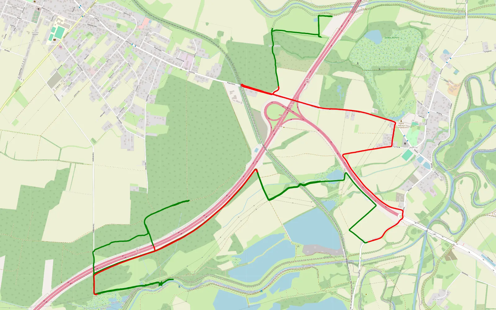 Mapa trasy Wola - Jedlina - 17.6 km trasy offroad, Powiat Bieruńsko-lędziński