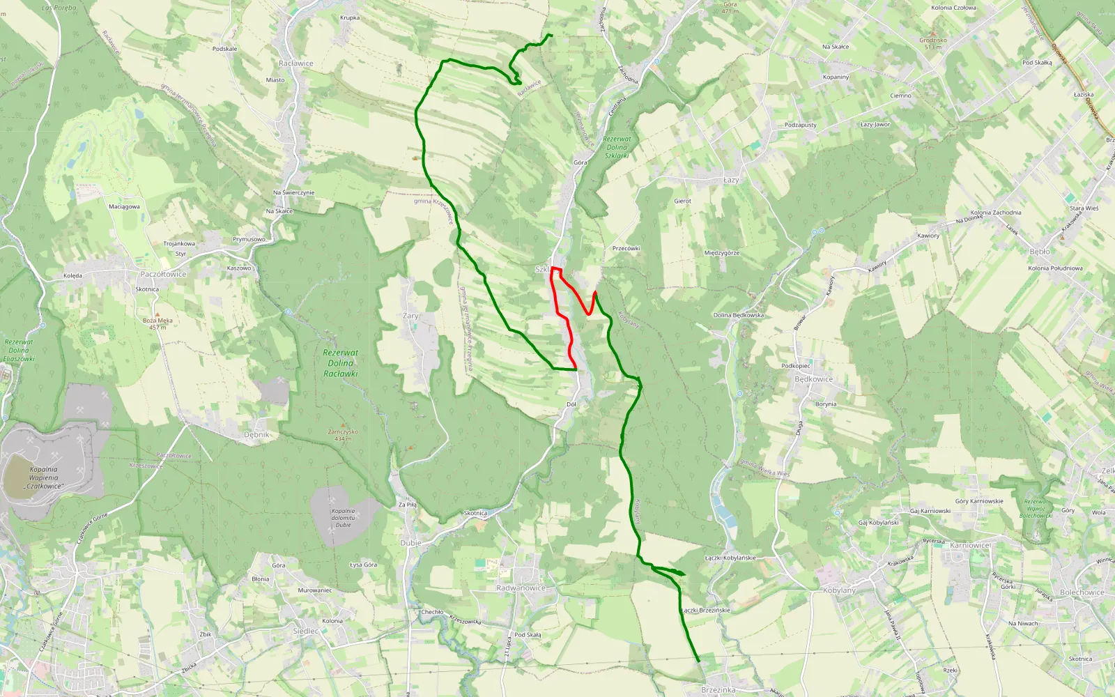Mapa trasy Bodzie - 13.5 km trasy offroad, Powiat Krakowski