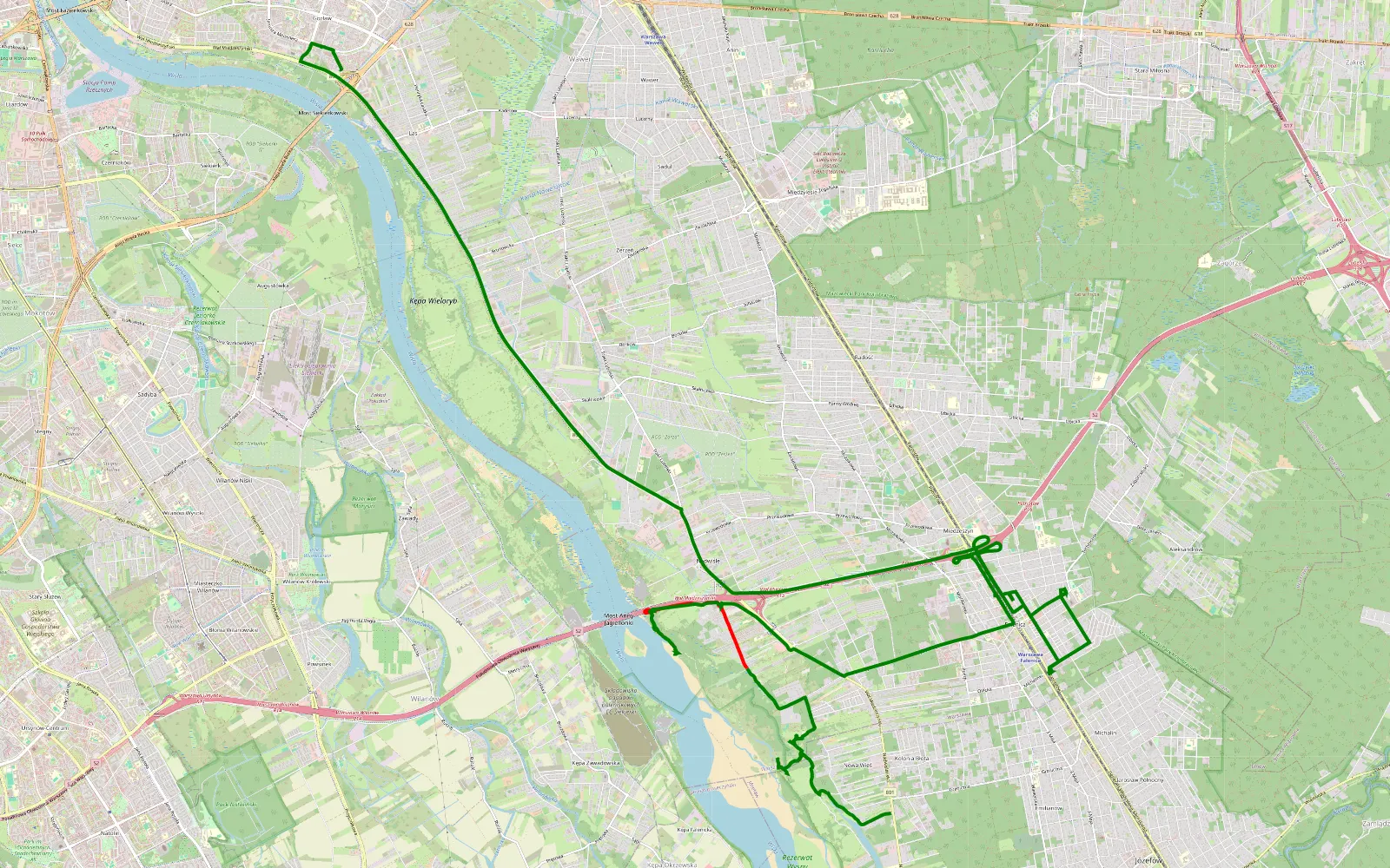 Mapa trasy Wielkie JOŁ - 8.4 km trasy offroad, Warszawa
