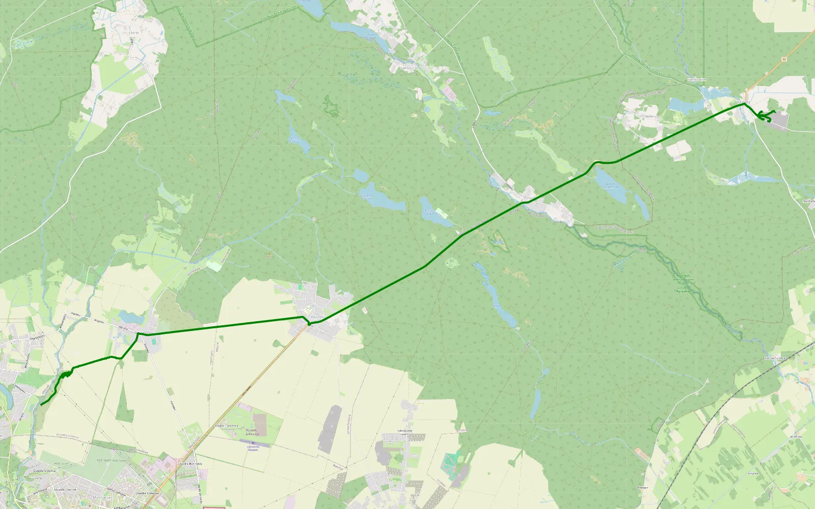 Map of Kłodawa - Przyłęg - 3.5 km offroad trail, Gorzów County