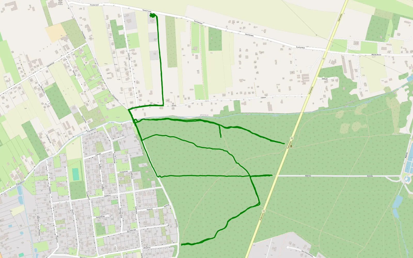 Map of Dąbrówka Wielka - 6.7 km offroad trail, Zgierz County