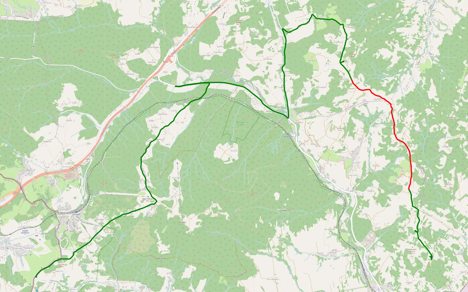 Mapa trasy Harmatów - Gumółki - 5.4 km trasy offroad, Powiat Żywiecki