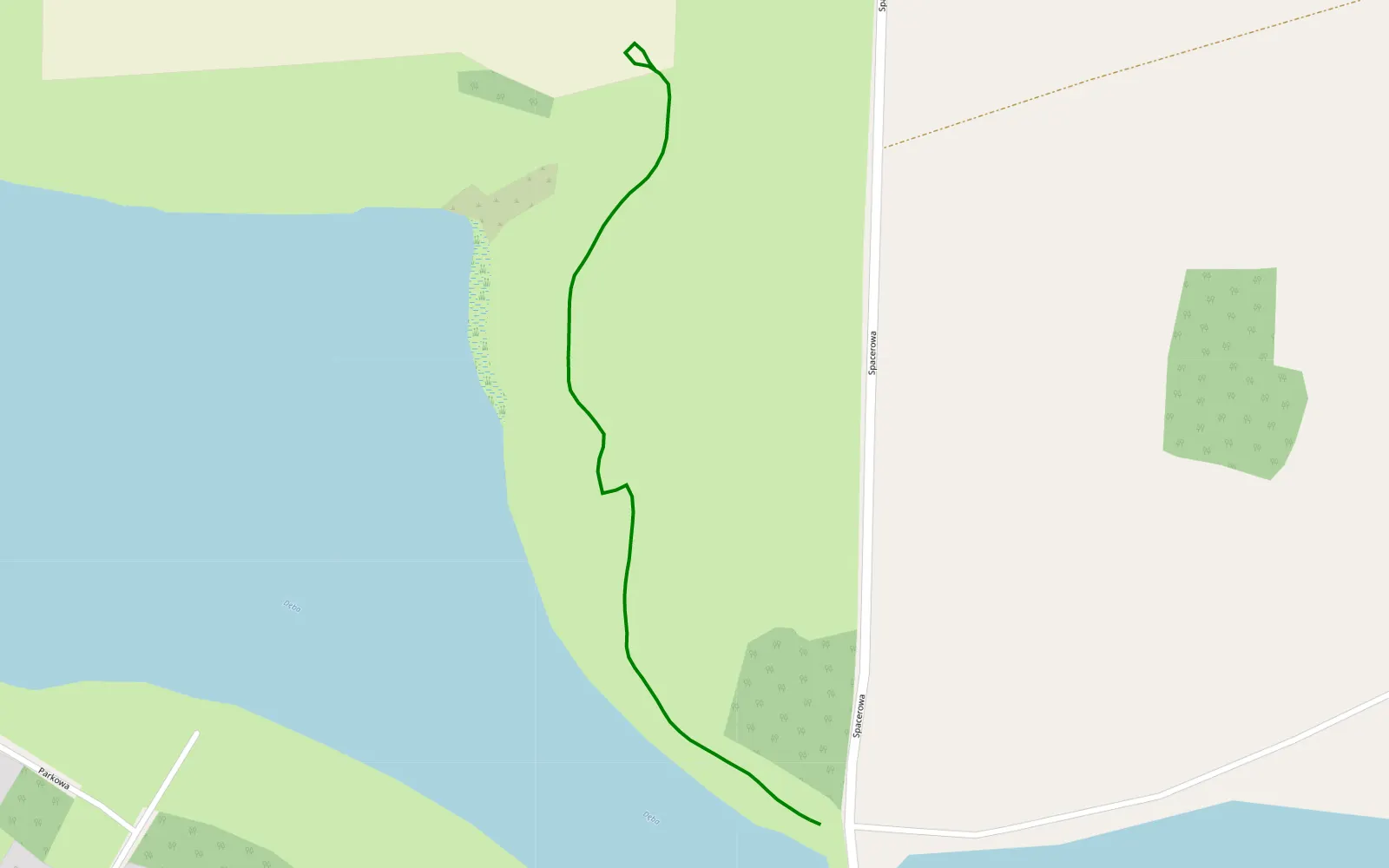 Mapa trasy Radgoszcz Poręby - 0.5 km trasy offroad, Powiat Dąbrowski