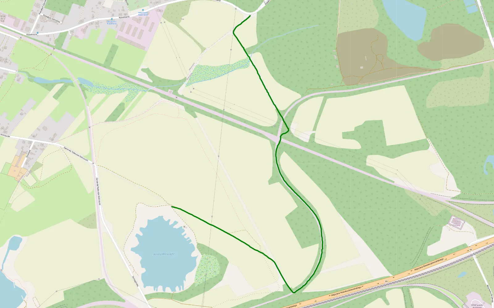 Map of Zabrze - jezioro + dżungla - 2.1 km offroad trail, Zabrze
