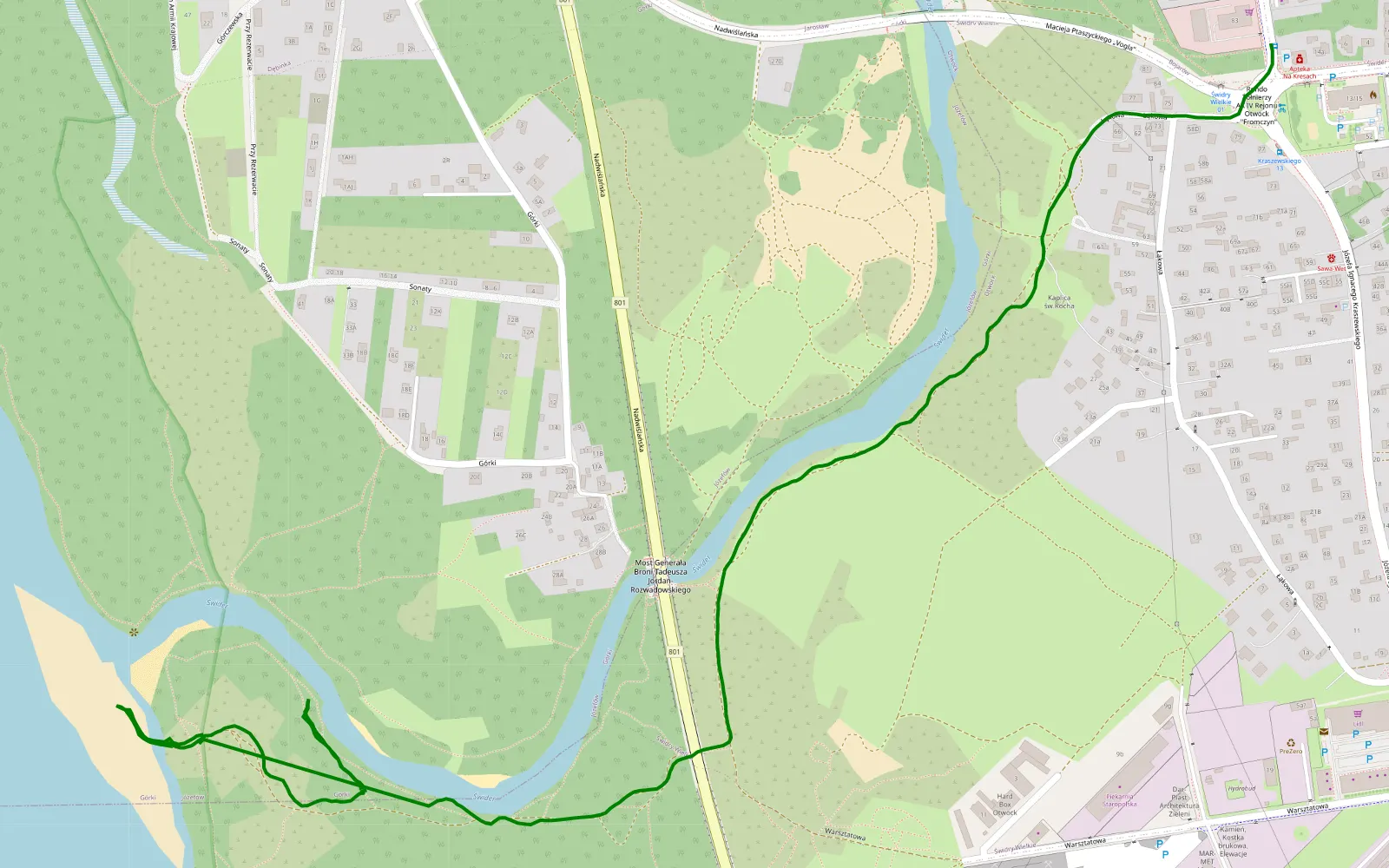 Map of Ujście Świdra - 2.5 km offroad trail, Otwock County