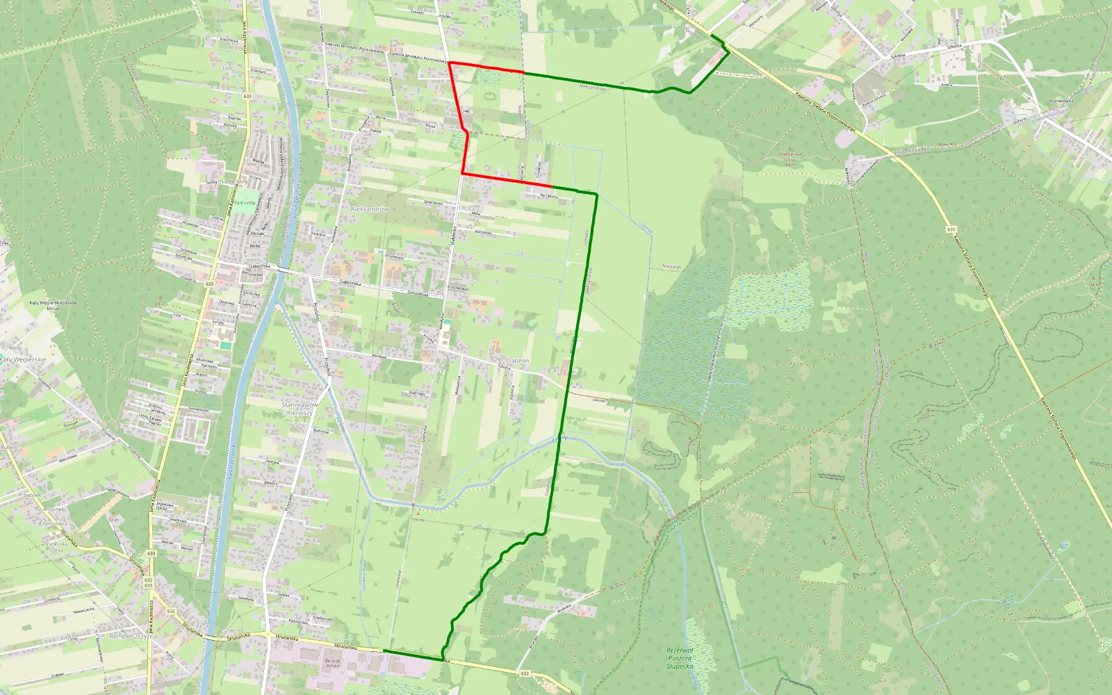 Map of Stanisławów Pierwszy - Wólka Radzymińska - 7.1 km offroad trail, Legionowo County