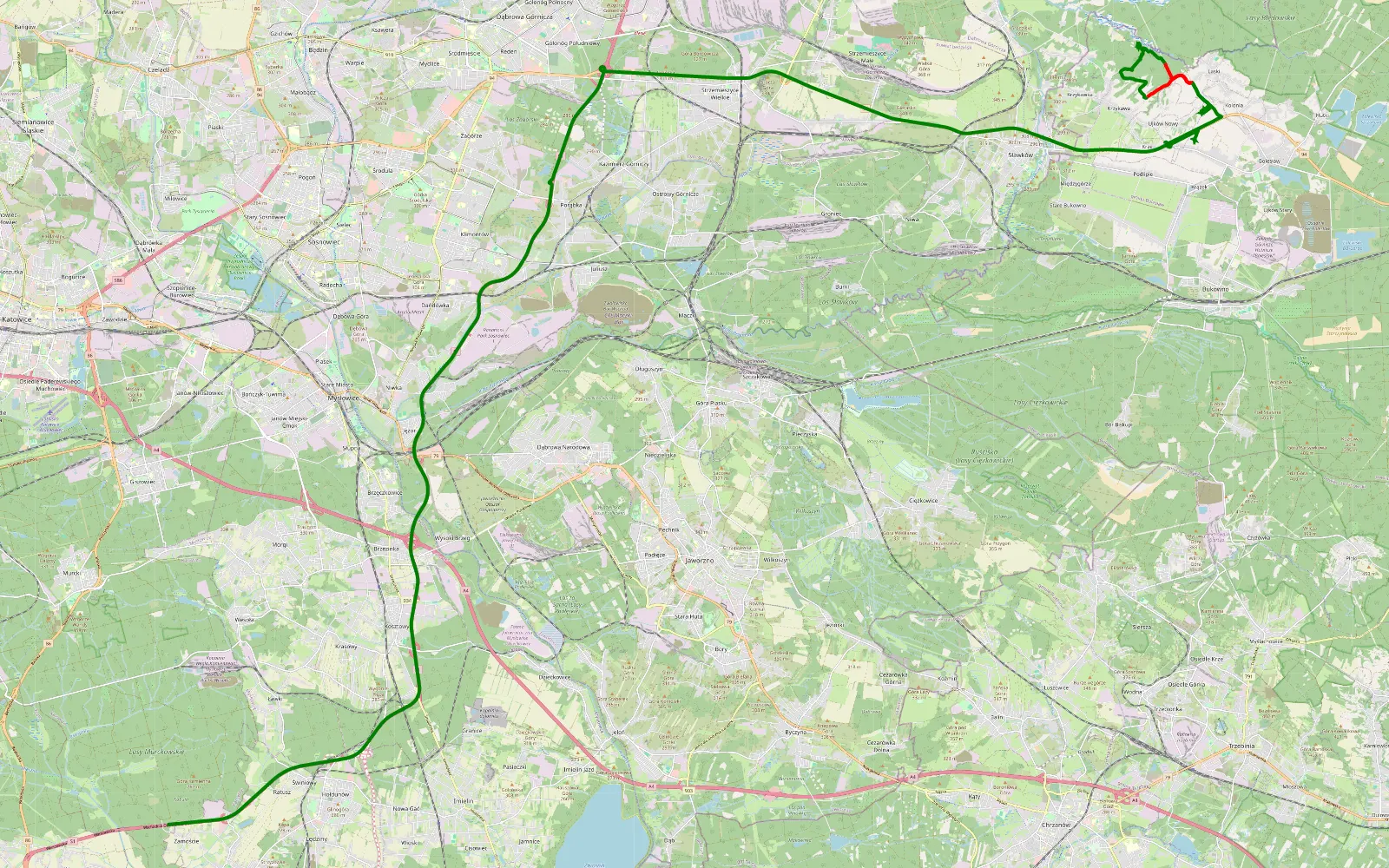Mapa trasy Boleslaw - 11.8 km trasy offroad, Powiat Olkuski