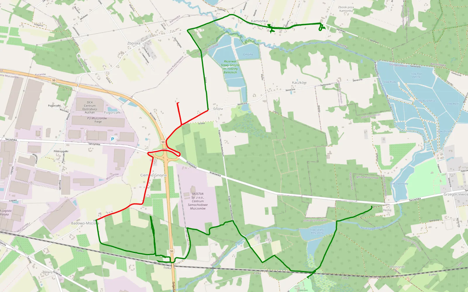 Map of Zbiroża - Kamionka - 10.3 km offroad trail, Żyrardów County