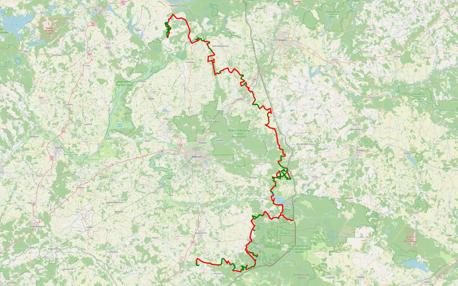 Map of Podlasie 2 - 459 km offroad trail, Hajnówka County
