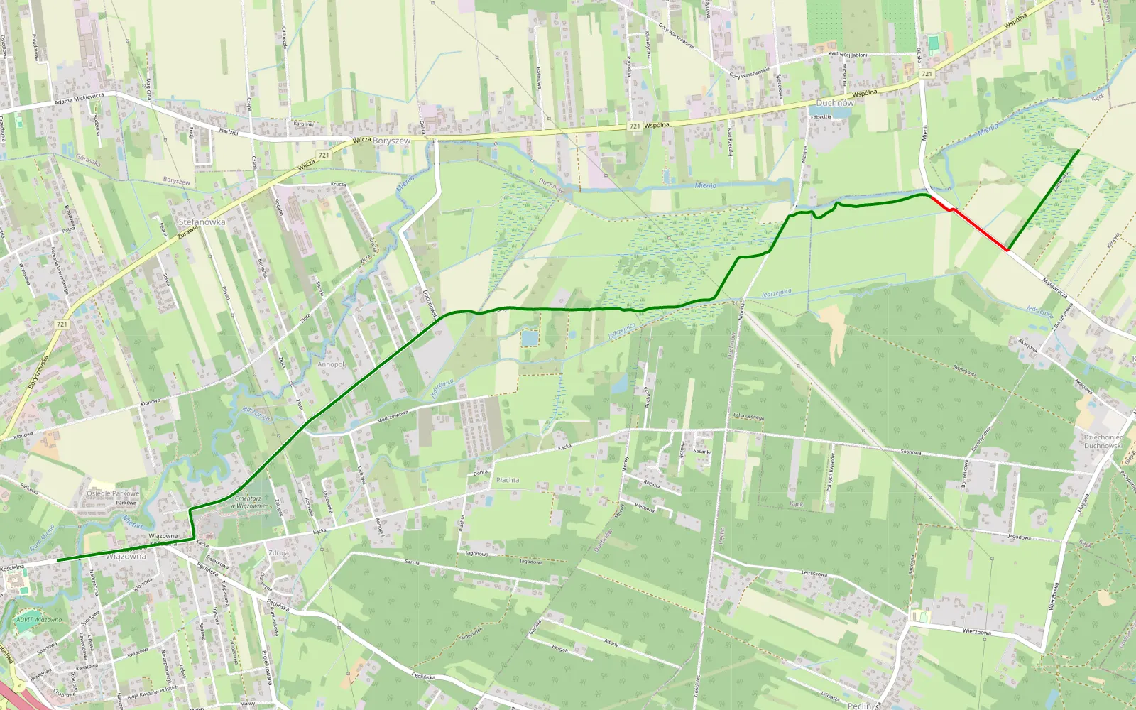 Map of Wiązowna - Duchnów - 3.7 km offroad trail, Otwock County