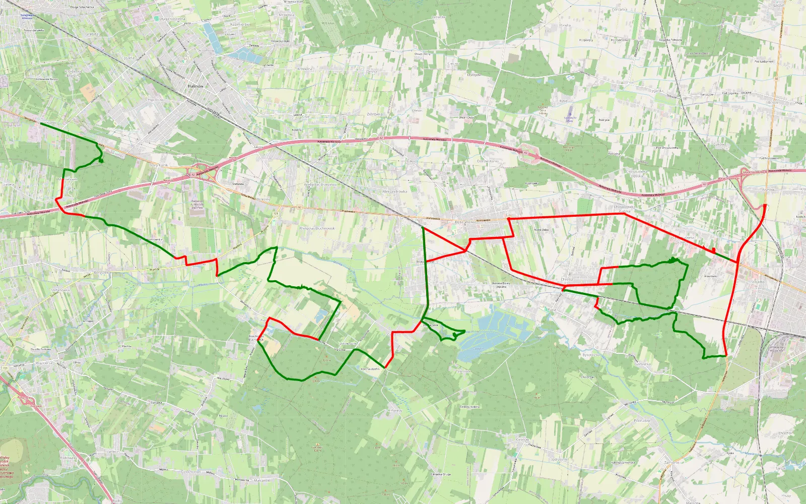 Mapa trasy Najlepsza traska - 57.4 km trasy offroad, Powiat Miński