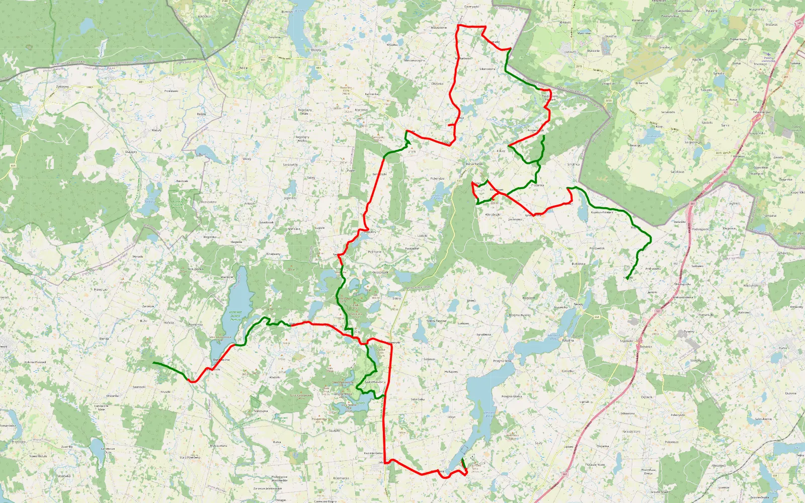 Map of Suwalszczyzna # 2 - 90.1 km offroad trail, Suwałki County