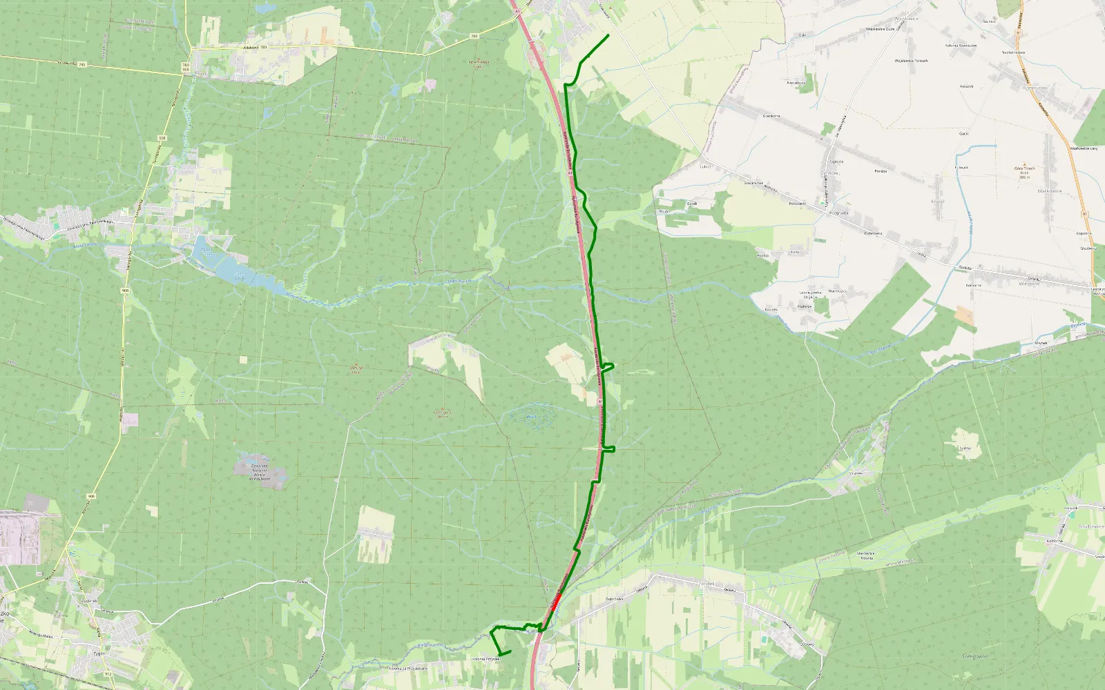 Mapa trasy Ożarowice - Wożniki - 13.6 km trasy offroad, Powiat Lubliniecki