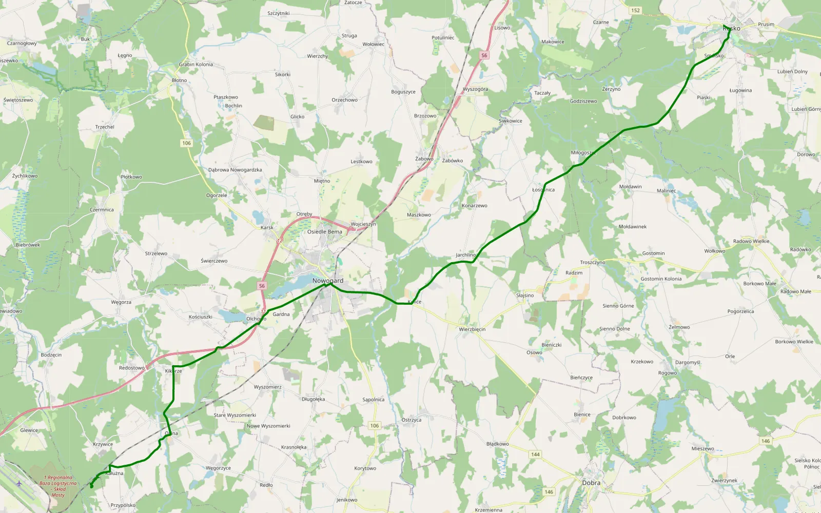 Map of Resko - Imno - 3.3 km offroad trail, Goleniów County