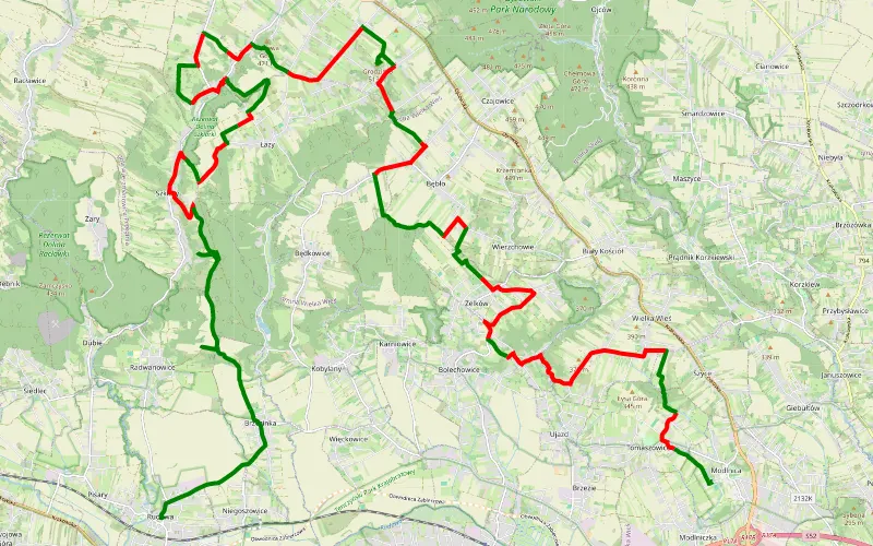 Modlnica - Jaskinia Borsucza - Źródło Pióro - Rudawa